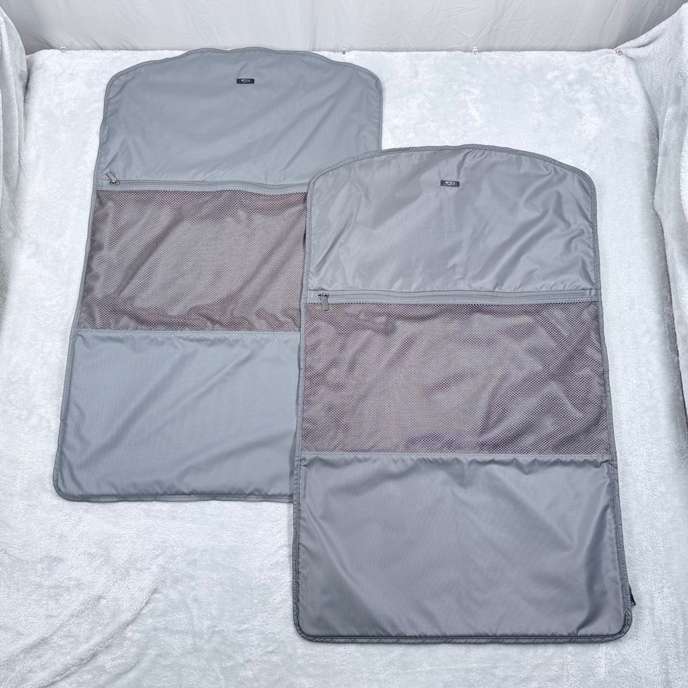 Tumi Garment Bag Set 2 Gray Nylon Suit Covers Travel Hanging Tri-Fold Zip 35x21
